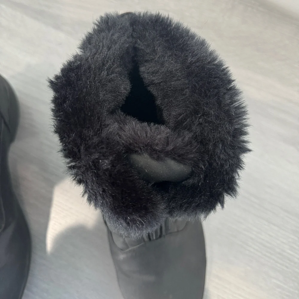 Sporto Insulated Black Front Zip Winter Faux Fur Boots (8)